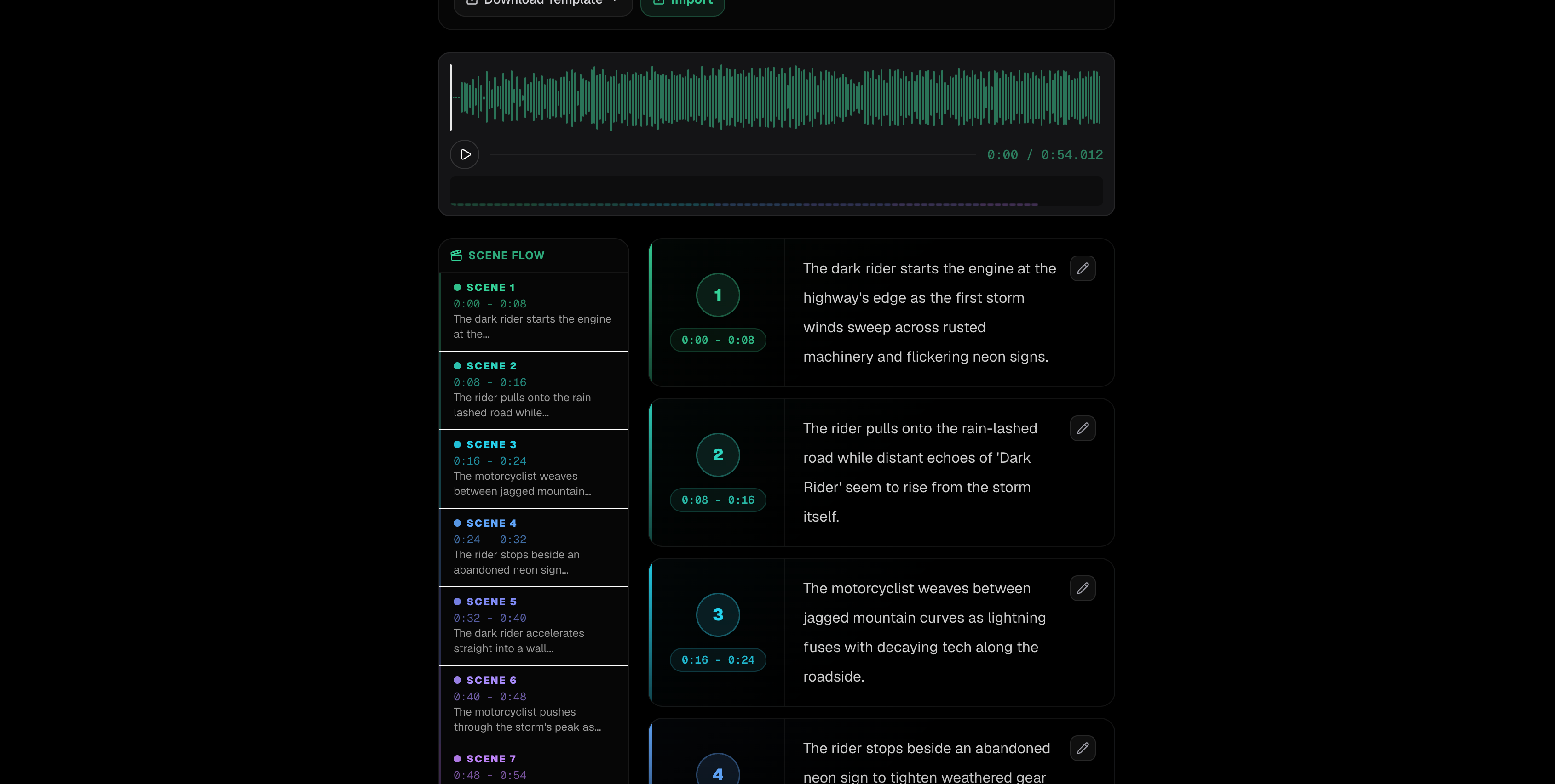 BeatViz Workflow planning a full AI music video from song structure