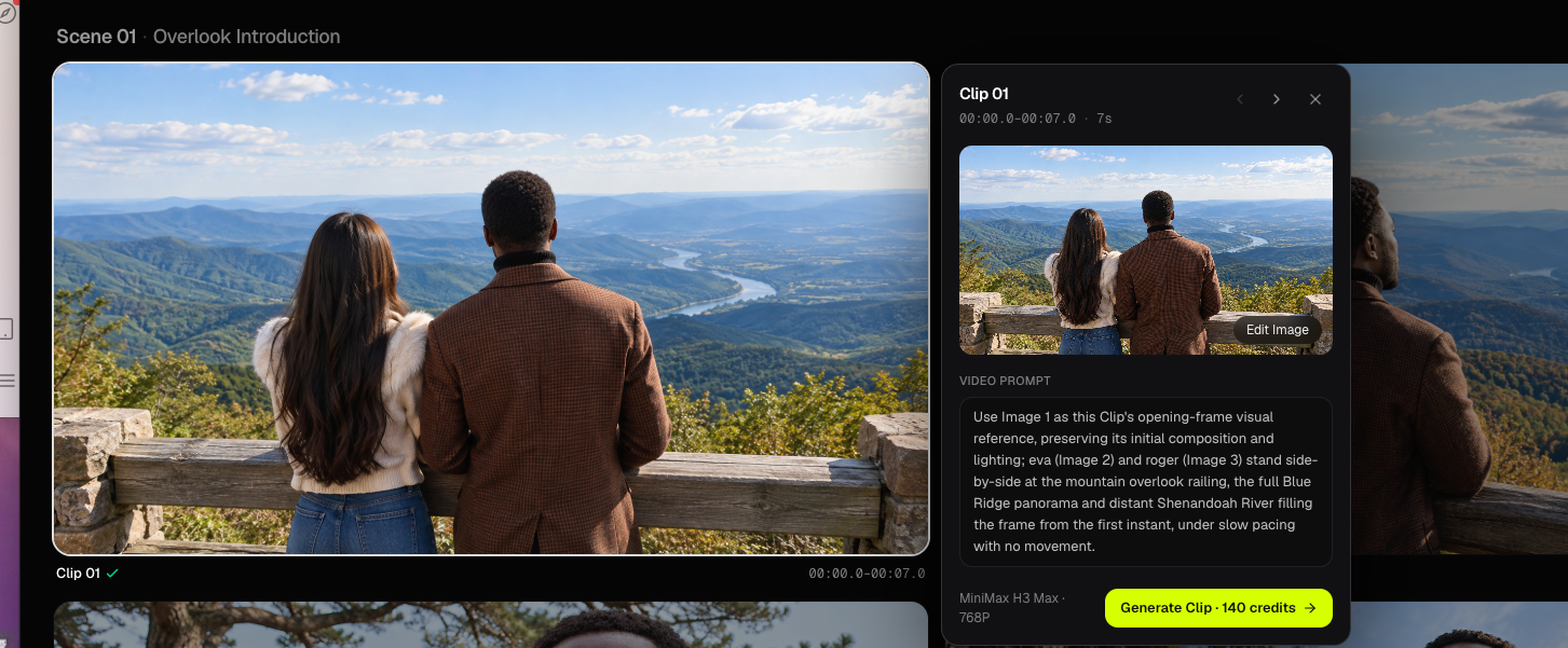 Edit Image-panel med frame prompt, referencer og fire billedmodeller