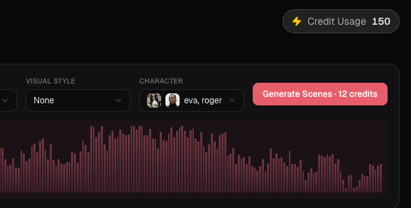 Music Analysis toolbar with Generate Scenes