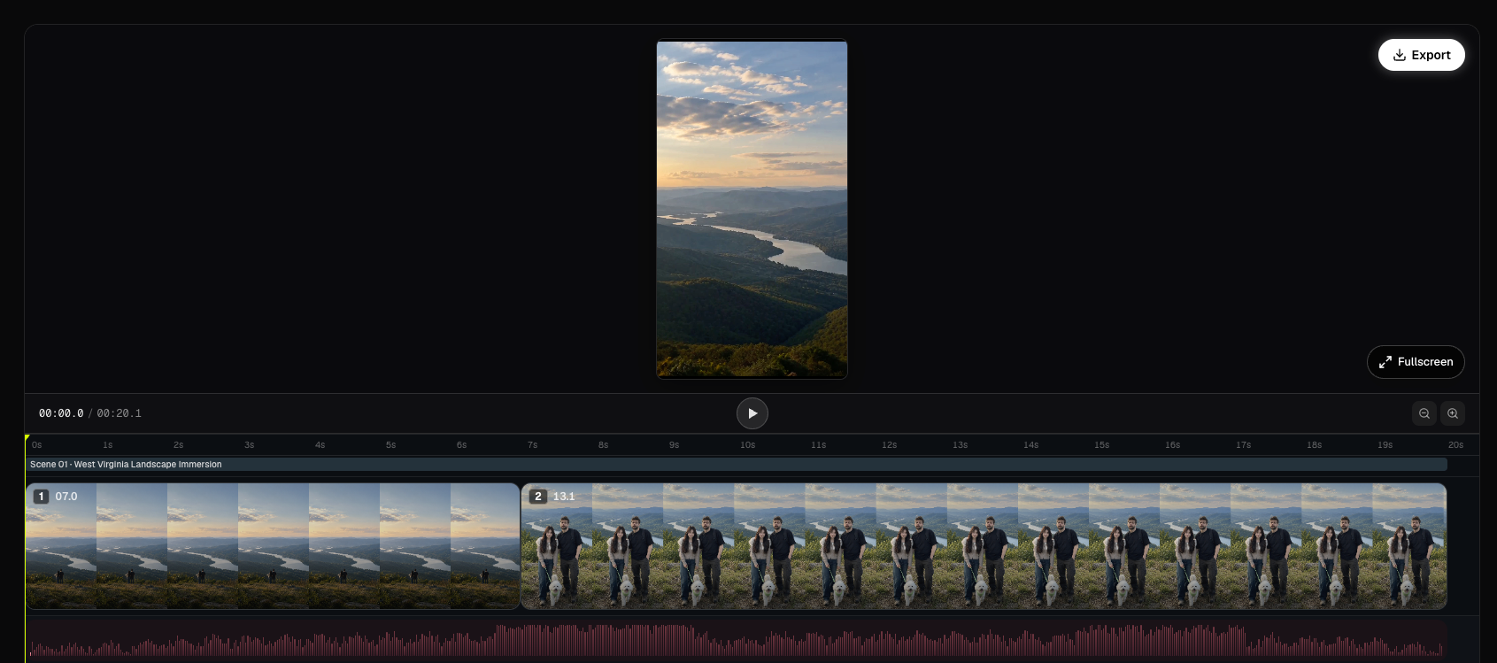 Video step monitor with video and music tracks and a playhead